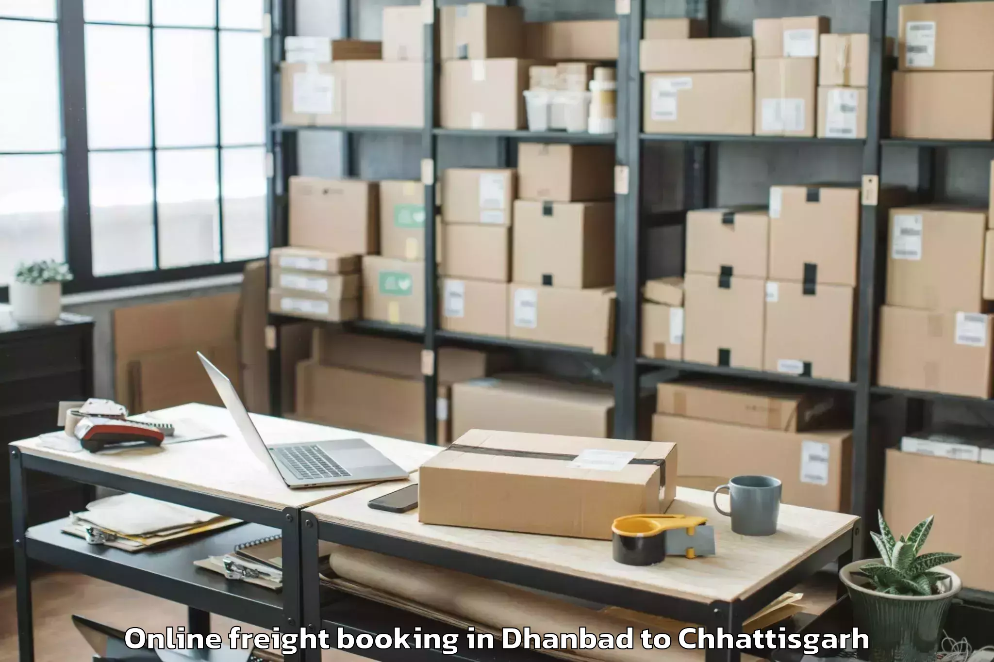 Easy Dhanbad to Nit Raipur Online Freight Booking Booking